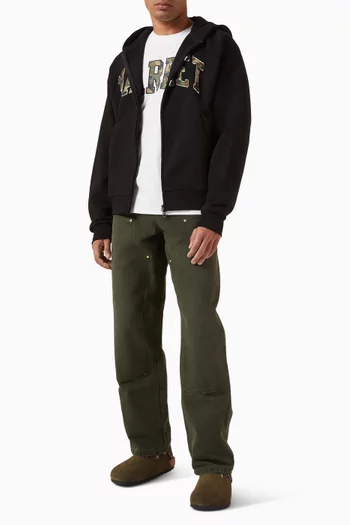 تي شيرت بطبعة مقوسة بنقشة مموهة قطن