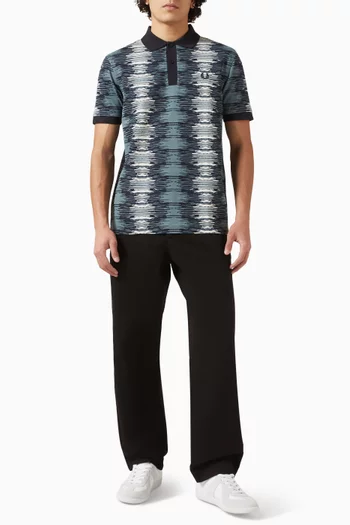 تي شيرت بولو بنقشة موجات صوتية قطن بيكيه