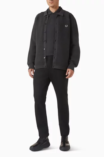 Pointelle Buttoned Cardigan in Cotton-blend