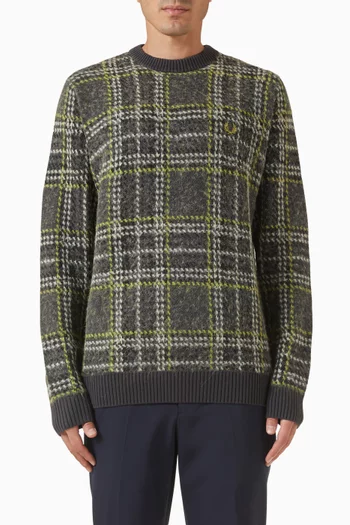 Brushed Tartan Sweater in Cotton-blend