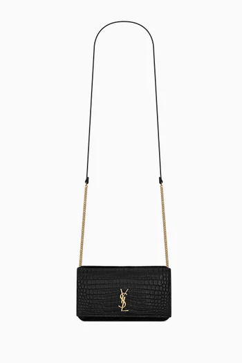 Cassandre Phone Holder in Crocodile-embossed Leather