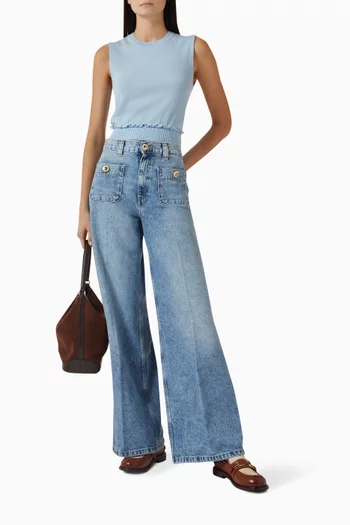 Emie Ruffle Crop Top in Wool Blend