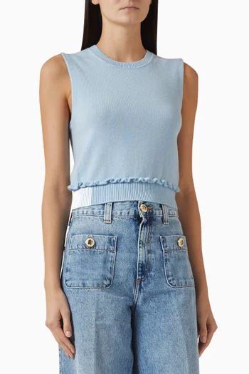 Emie Ruffle Crop Top in Wool Blend