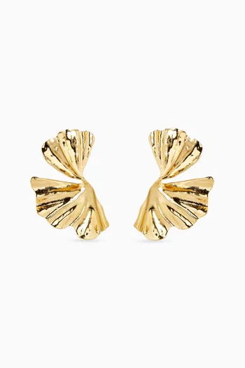 أقراط بالميرا بتصميم نصف وردة نحاس مطلي ذهب عيار 14