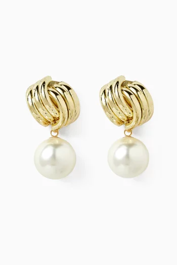 Knot Pearl Earrings in 14kt Gold Vermeil