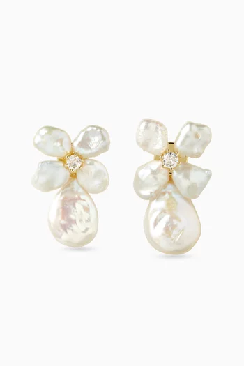 أقراط فلور دو كليو نحاس مطلي بلون ذهبي