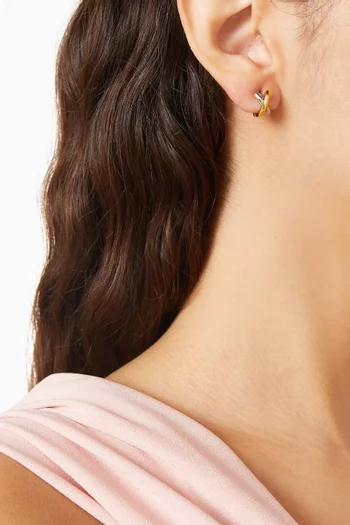 X-Two Toned Stud Earrings in Sterling Silver