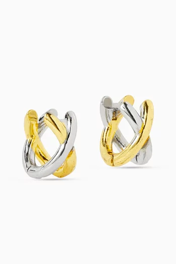 X-Two Toned Stud Earrings in Sterling Silver