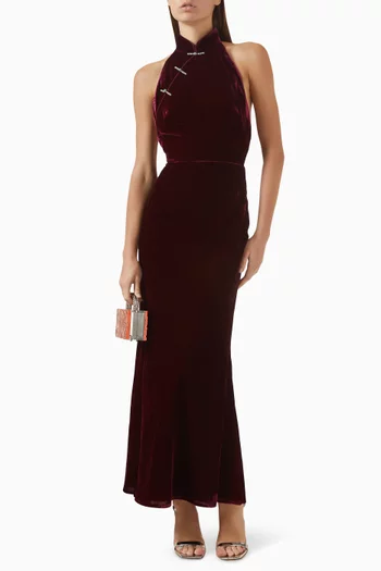Ophelia Open-back Dress in Velvet