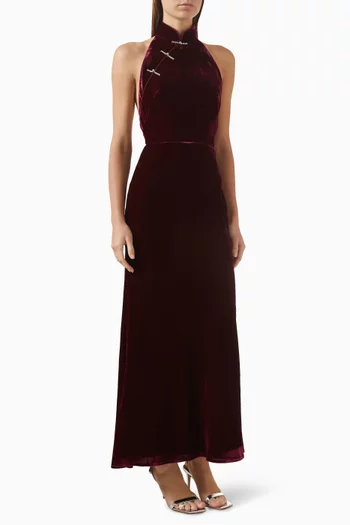 Ophelia Open-back Dress in Velvet