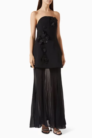 فستان اشجيل كريب وقماش جورجيت