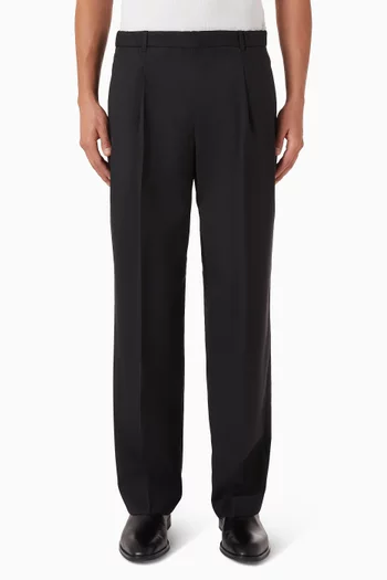 Wide Leg Travel Pants in Wool-blend Twill