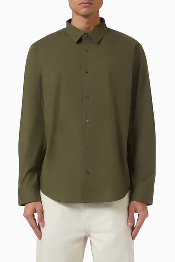 Tonal Logo Shirt in Stretch Cotton