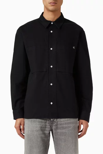 قميص بنمط جاكيت فضفاض قطن تويل