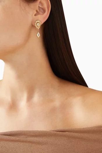 أقراط دائرية متدلية بمشبك مرصعة بكريستال من الثمانينيات