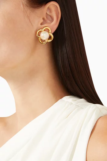 أقراط بمشبك مزينة باللؤلؤ من الثمانينيات