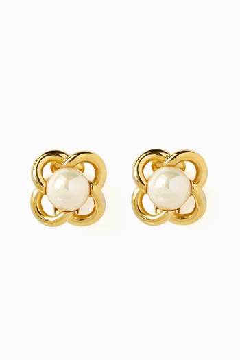 أقراط بمشبك مزينة باللؤلؤ من الثمانينيات