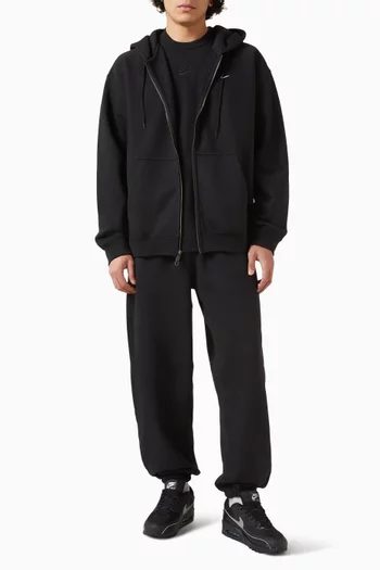 كنزة بغطاء رأس بشعار سولو وسحّاب صوف قطني