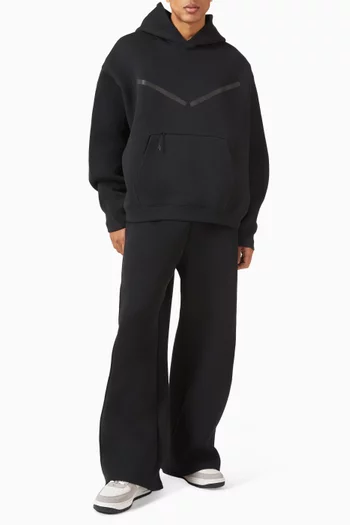 بنطال بقصة فضفاضة وحواف مفتوحة صوف قطني