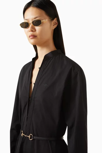 نظارة شمسية بإطار بيضاوي معدن