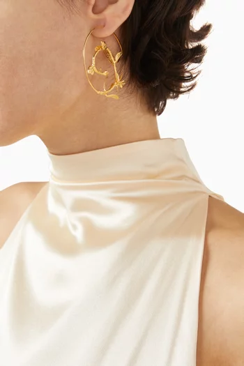 أقراط جولدن بتصميم حلزوني على شكل سيقان زعتر نحاس مطلي ذهب عيار 22