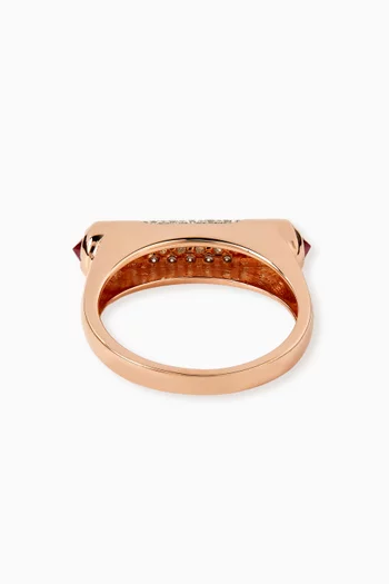 خاتم ليلى سكرول مرصع بماس وياقوت أحمر ذهب عيار 18