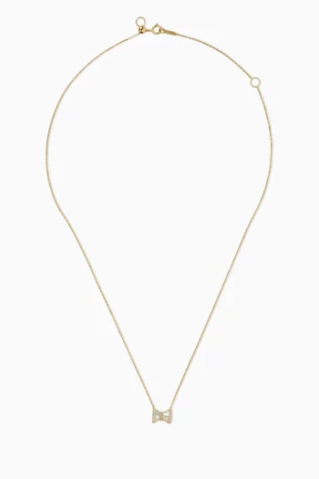 Mini Baguette Bow Diamond Necklace in 18kt Yellow Gold