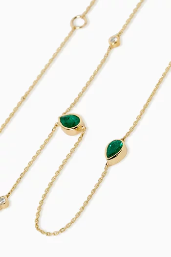Lariat Emerald & Diamond Necklace in 18kt Gold