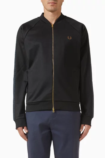 Blackwatch Tartan Taped Track Jacket in Cotton-blend