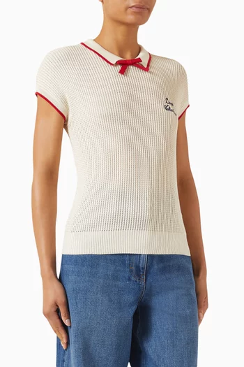 بلوزة بعقدة مزيج قطن