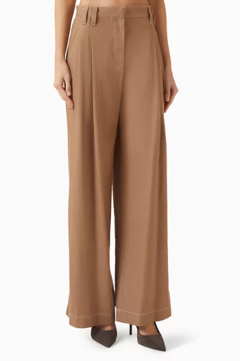 Wide-leg Pants in Denim-effect Twill