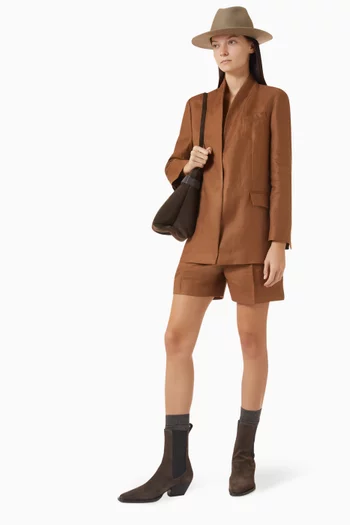 شورت سارتوريال مطرز بخرز مونيلي كتان