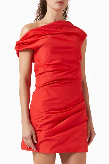 فستان ريمي قصير بفتحة رقبة غير متماثلة