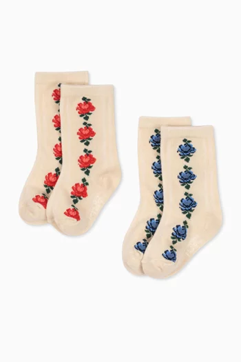 Floral Jacquard Socks, Set of 2