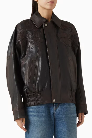 Palmer Over Bomber Jacket in Leather