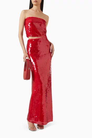 بلوزة مريميد بلا حمالات ومطرزة بالترتر