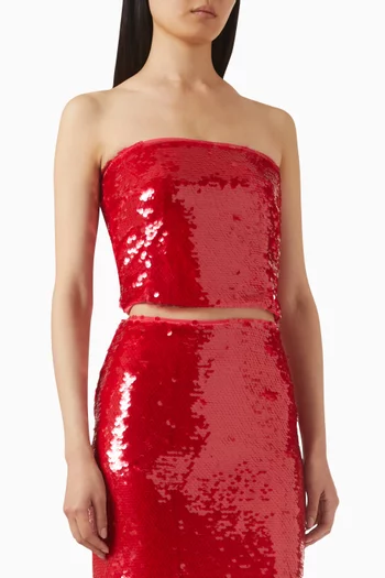 بلوزة مريميد بلا حمالات ومطرزة بالترتر