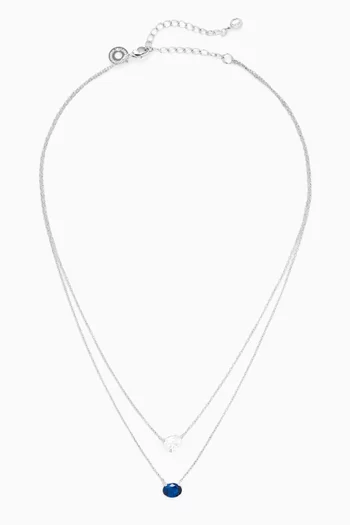 Two-row Pendant Necklace in Rhodium-plated Brass