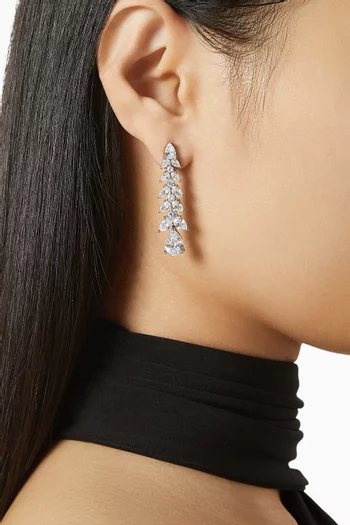 أقراط متدلية مرصعة بأحجار متعددة الطبقات بشكل كمثرى نحاس مطلي روديوم