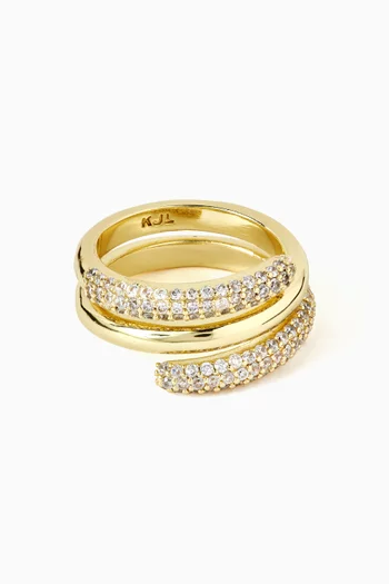 Spiral Wrap CZ Ring in Gold-plated Brass