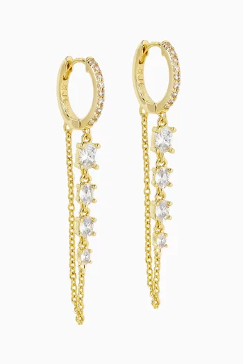 Star Drop Huggie Earrings in Gold-plated Brass