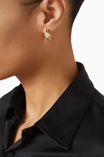 أقراط هاجي مرصعة بأحجار زركونيا دائرية نحاس مطلي بلون ذهبي