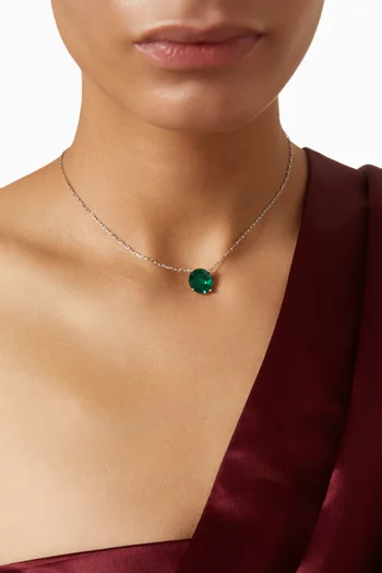 Round-cut Pendant Necklace in Rhodium-plated Brass