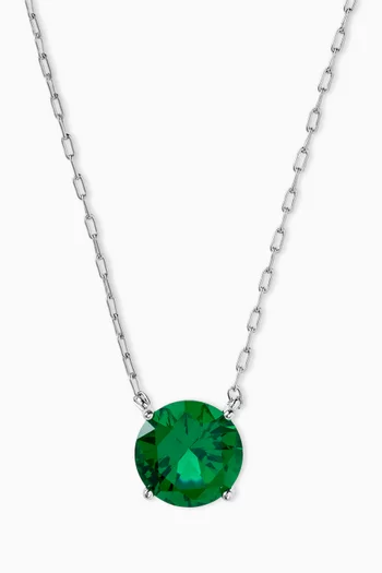 Round-cut Pendant Necklace in Rhodium-plated Brass