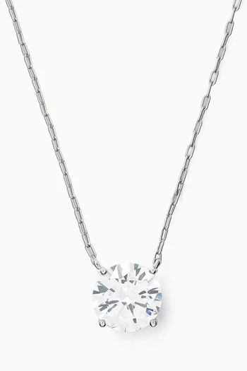 Round-cut Pendant Necklace in Rhodium-plated Brass