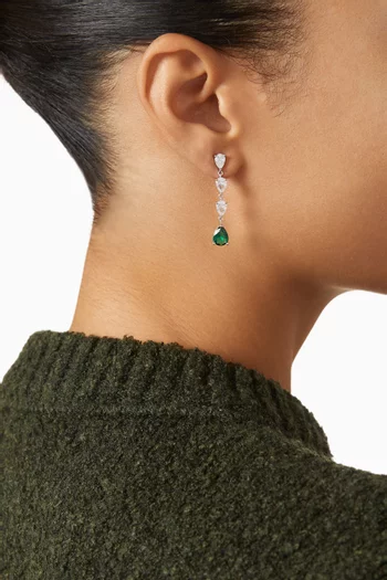 أقراط متدلية مرصعة بأحجار بتصميم كمثرى نحاس مطلي بالروديوم