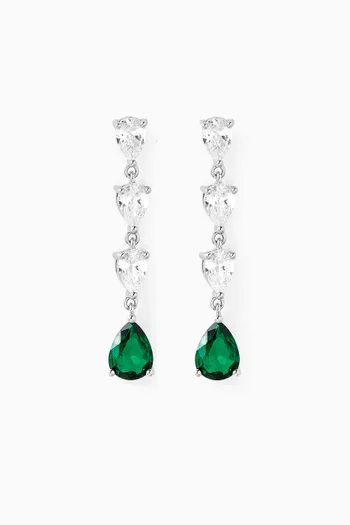 أقراط متدلية مرصعة بأحجار بتصميم كمثرى نحاس مطلي بالروديوم