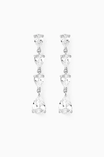 أقراط متدلية مرصعة بأحجار بتصميم كمثرى نحاس مطلي بالروديوم