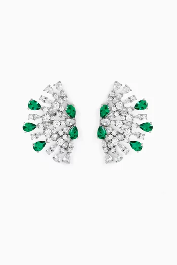 Half Sparkler Earrings in Rhodium-plated Brass