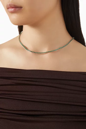 Baguette Tennis Necklace in Rhodium-plated Brass
